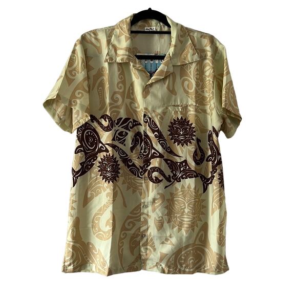 King Kameha men’s L Hawaiian print Shirt Lightweight Summer Tropical - Picture 1 of 7